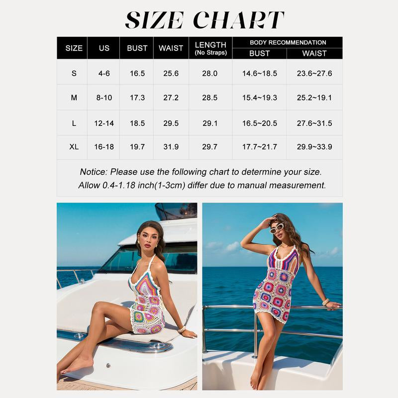 FAIRY SEASON Women'S Handcrafted Aztec Crochet Beach Cover up Boho Sleeveless Dress for Pool