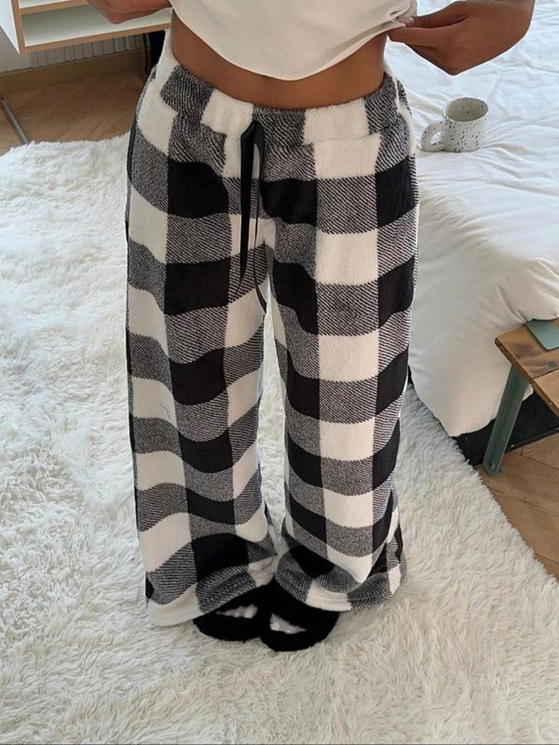 Women'S Leopard Print Bow Decor Elastic Waist Wide Leg Pants, Casual Comfy Trousers for Daily Wear, Ladies Bottoms for Fall & Winter