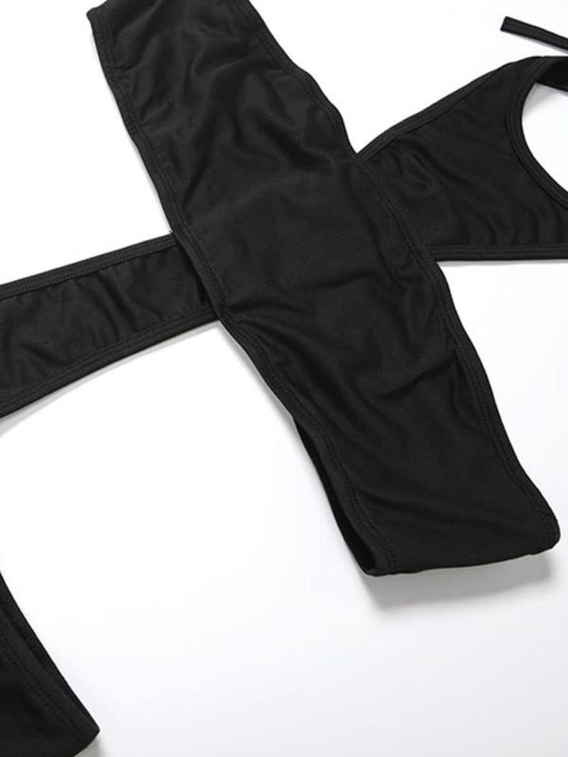 Sexy Bodycon Jumpsuit, Fall Fashion Aesthetics Halter Neck Jumpsuit, Tight-Fitting Plain Color Jumpsuit for Women, Womenswear