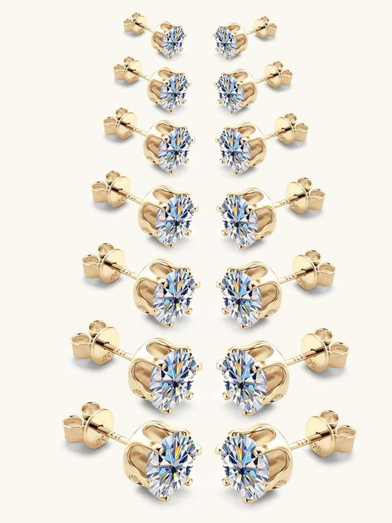 S925 Sterling Silver Synthetic Moissanite Earrings, Elegant Stud Earrings for Women & Girls, Trendy All-Match & Exquisite Jewelry for Birthday Gift, Pretty Studs