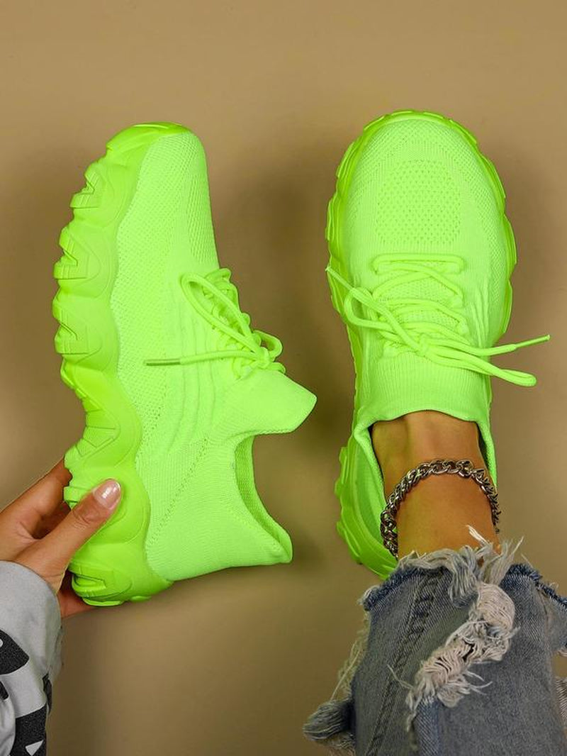 2024 Summer Lace-Up Low Top Slip on Women Sneakers, Comfortable Ankle Socks Shoes, Knit Sports Running Shoes, Back to School Women'S Workout Sneakers as Gift, for Fall Outfit
