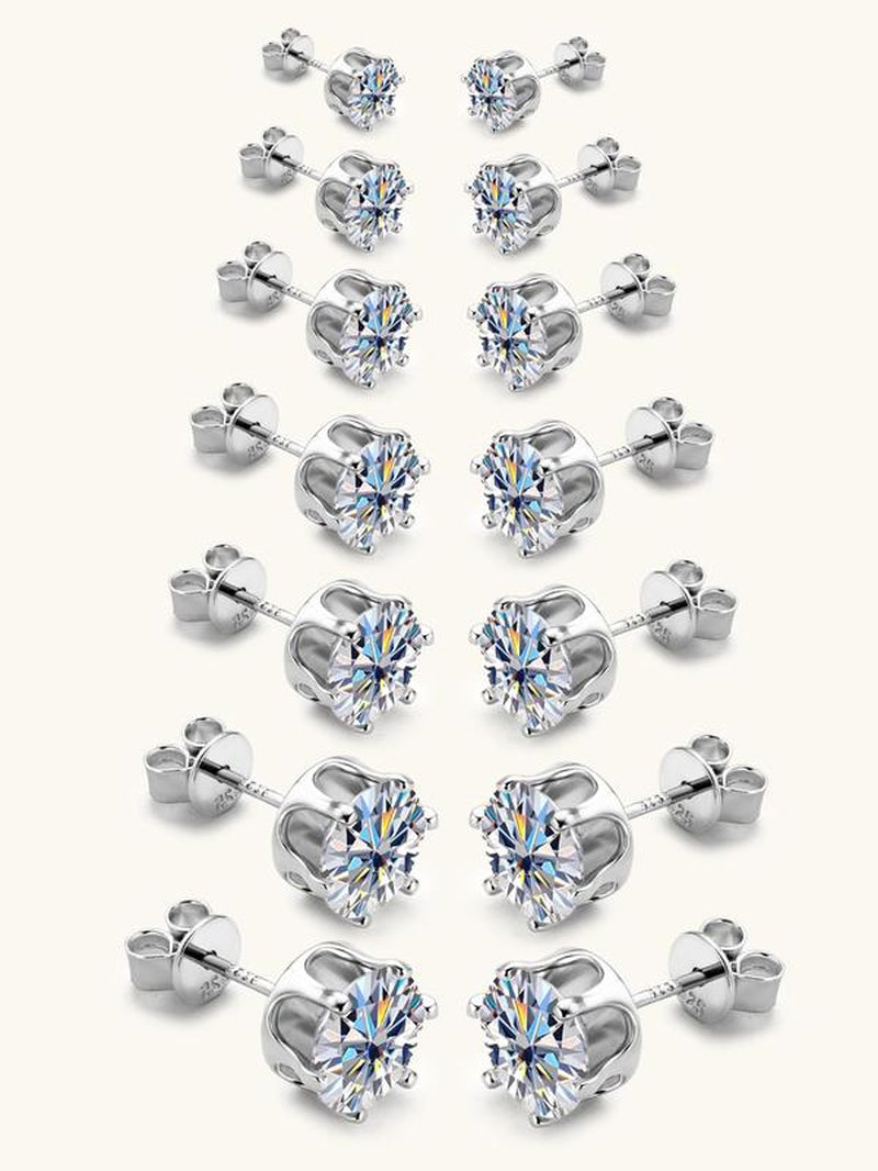 S925 Sterling Silver Synthetic Moissanite Earrings, Elegant Stud Earrings for Women & Girls, Trendy All-Match & Exquisite Jewelry for Birthday Gift, Pretty Studs