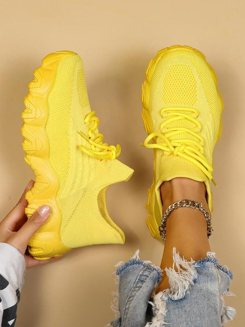 2024 Summer Lace-Up Low Top Slip on Women Sneakers, Comfortable Ankle Socks Shoes, Knit Sports Running Shoes, Back to School Women'S Workout Sneakers as Gift, for Fall Outfit
