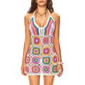 FAIRY SEASON Women'S Handcrafted Aztec Crochet Beach Cover up Boho Sleeveless Dress for Pool